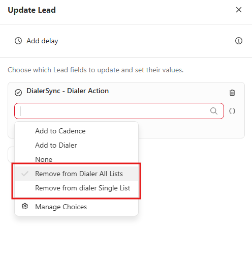 Close workflow remove lead from single Dialer.io list