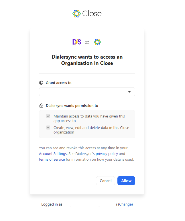 Close OAuth authorization