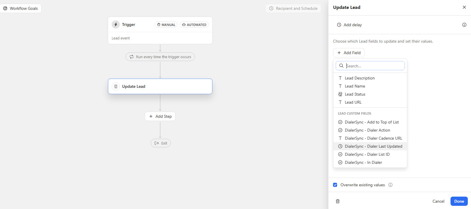 Close workflow supporting fields before DialerAction